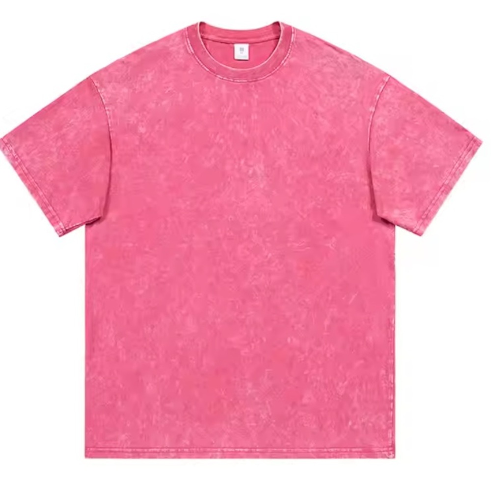 PINK-Unisex High Quality Vintage Acid Wash Faded Streetwear Blank Tshirt